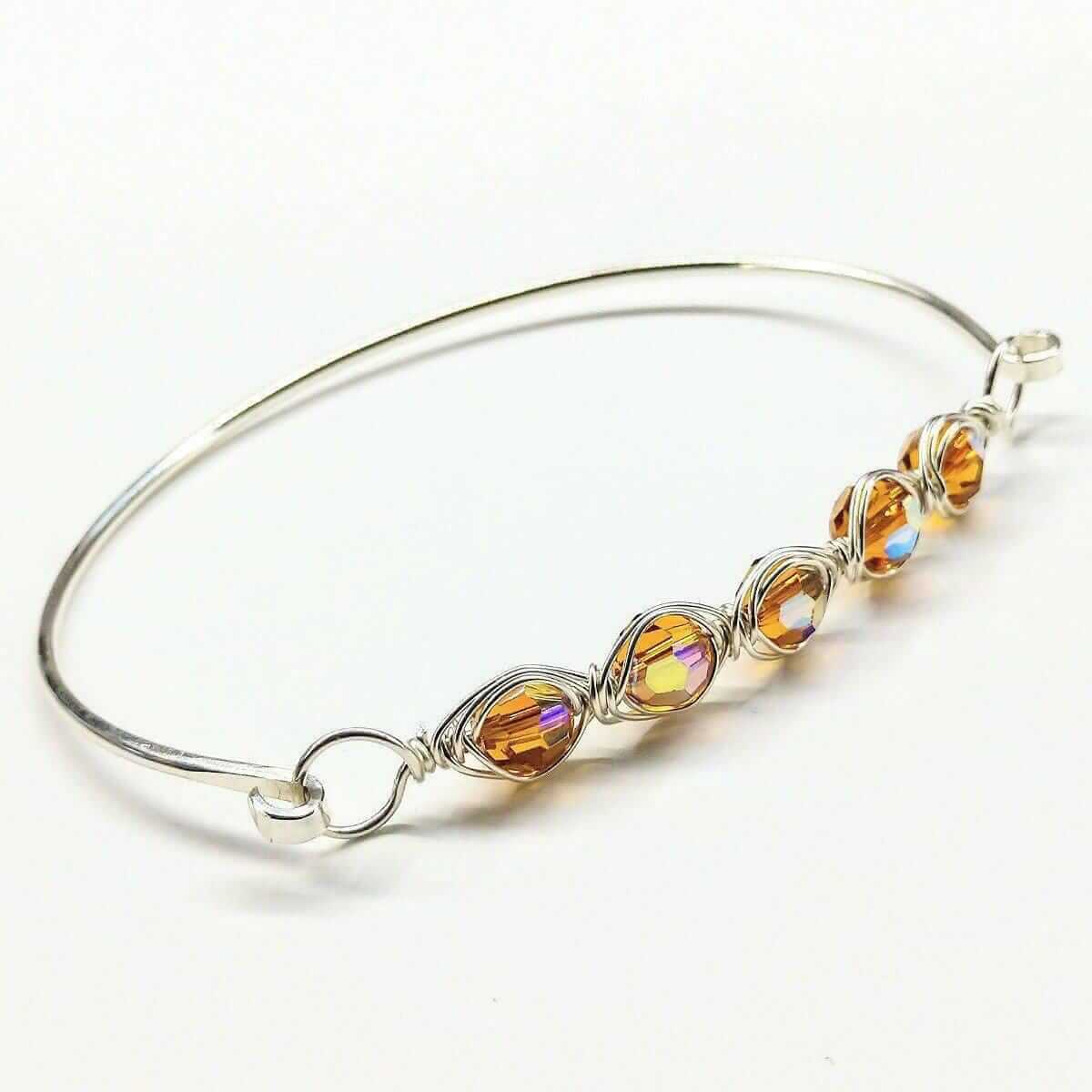 Larger Oval Shaped Swarovski Crystal Bar Bangle Bracelet