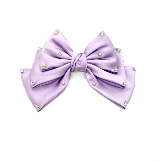 Periwinkle Satin Fabric Barrette Hand Beaded ADIBA