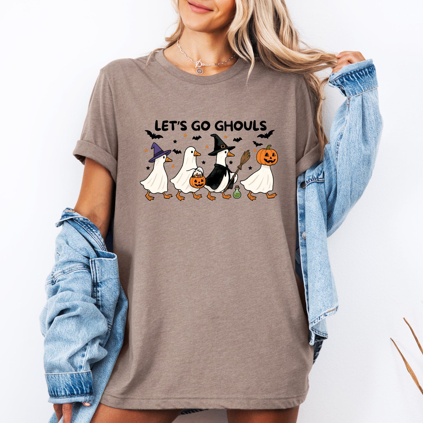 Let's Go Ghouls, Funny Geese, Goose, Halloween, Witch, Tshirt