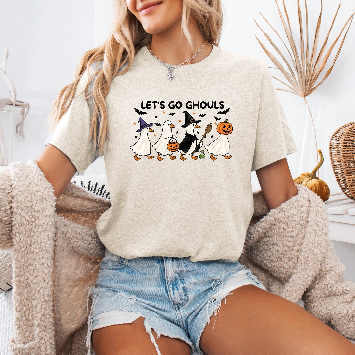 Let's Go Ghouls, Funny Geese, Goose, Halloween, Witch, Tshirt