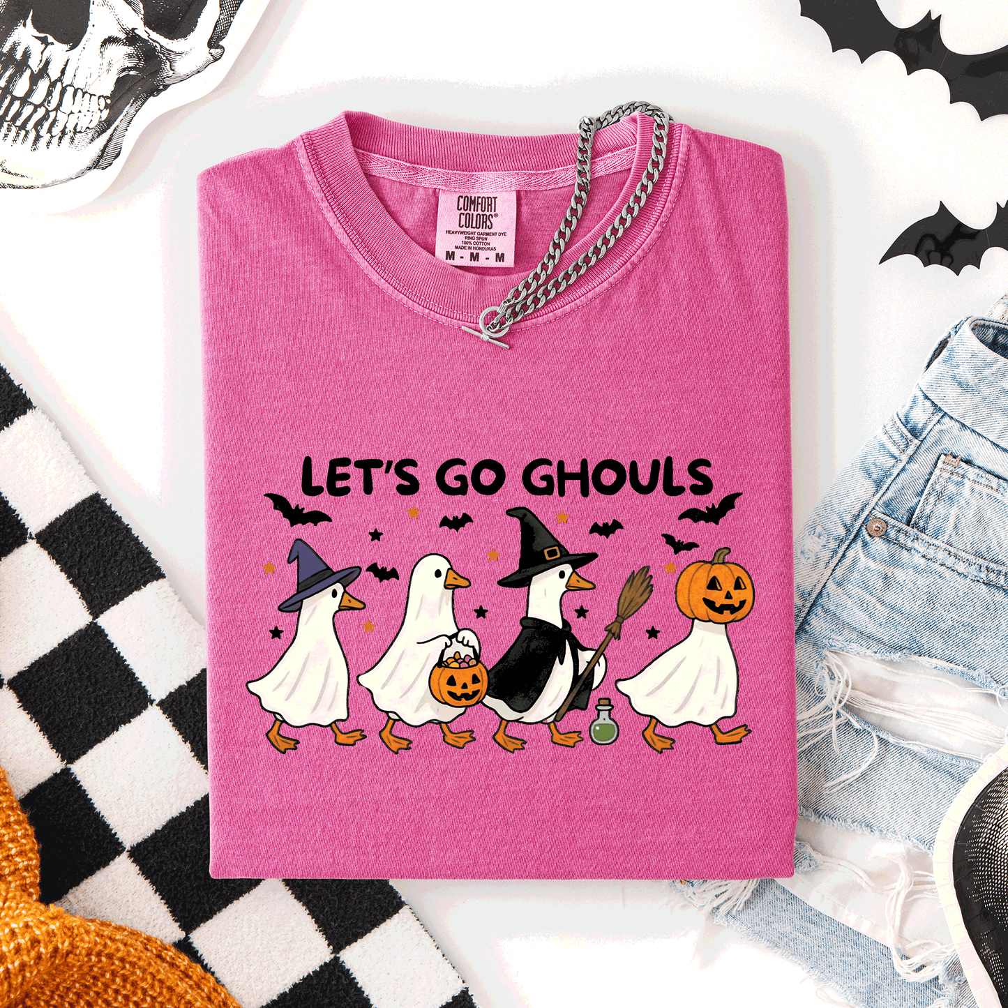 Let's Go Ghouls, Funny Geese, Goose, Halloween, Witch, Comfort Colors T-Shirt