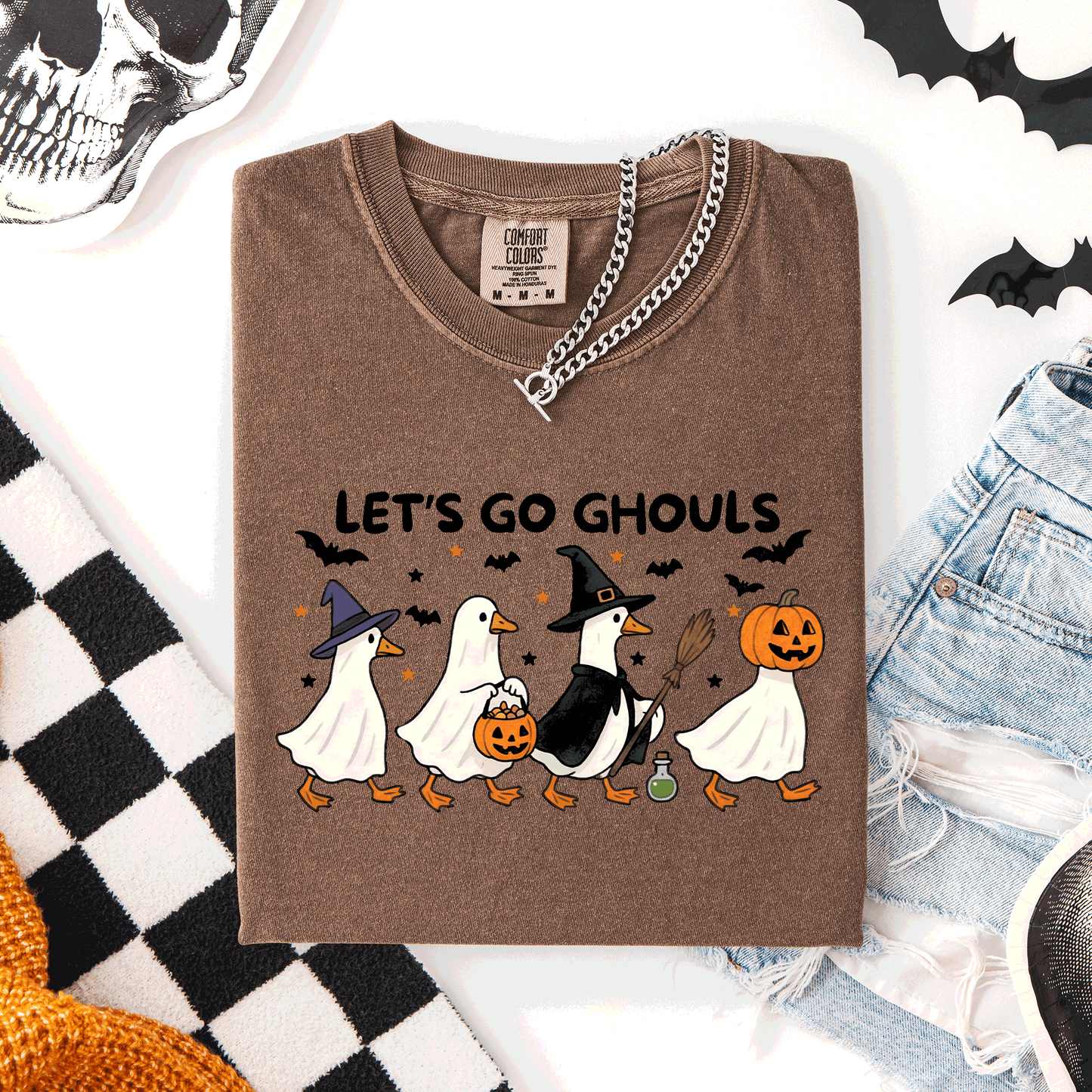 Let's Go Ghouls, Funny Geese, Goose, Halloween, Witch, Comfort Colors T-Shirt