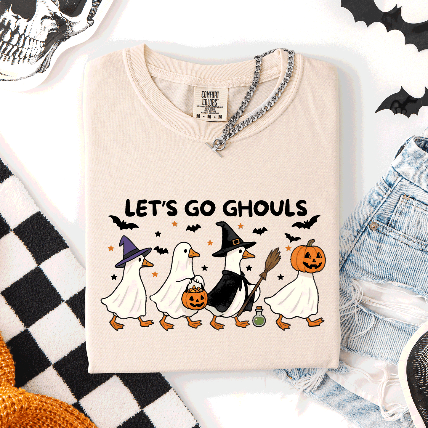 Let's Go Ghouls, Funny Geese, Goose, Halloween, Witch, Comfort Colors T-Shirt