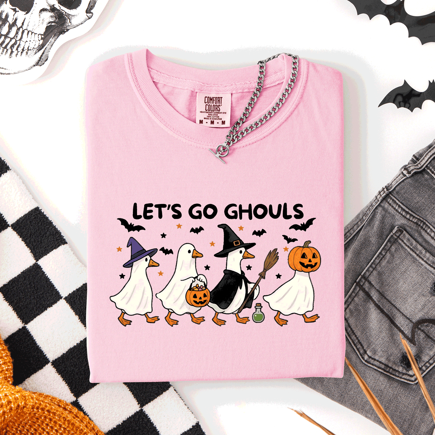 Let's Go Ghouls, Funny Geese, Goose, Halloween, Witch, Comfort Colors T-Shirt