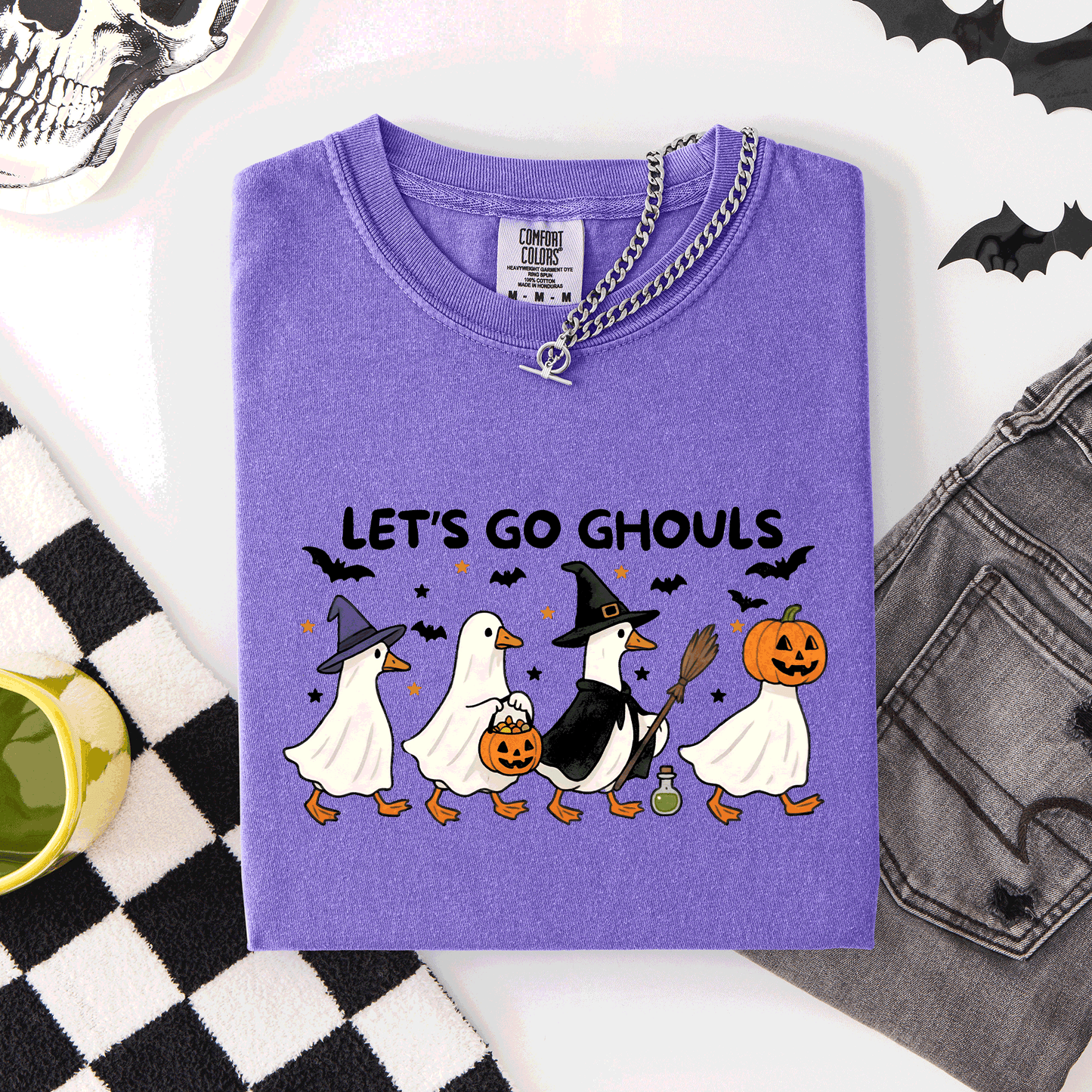 Let's Go Ghouls, Funny Geese, Goose, Halloween, Witch, Comfort Colors T-Shirt