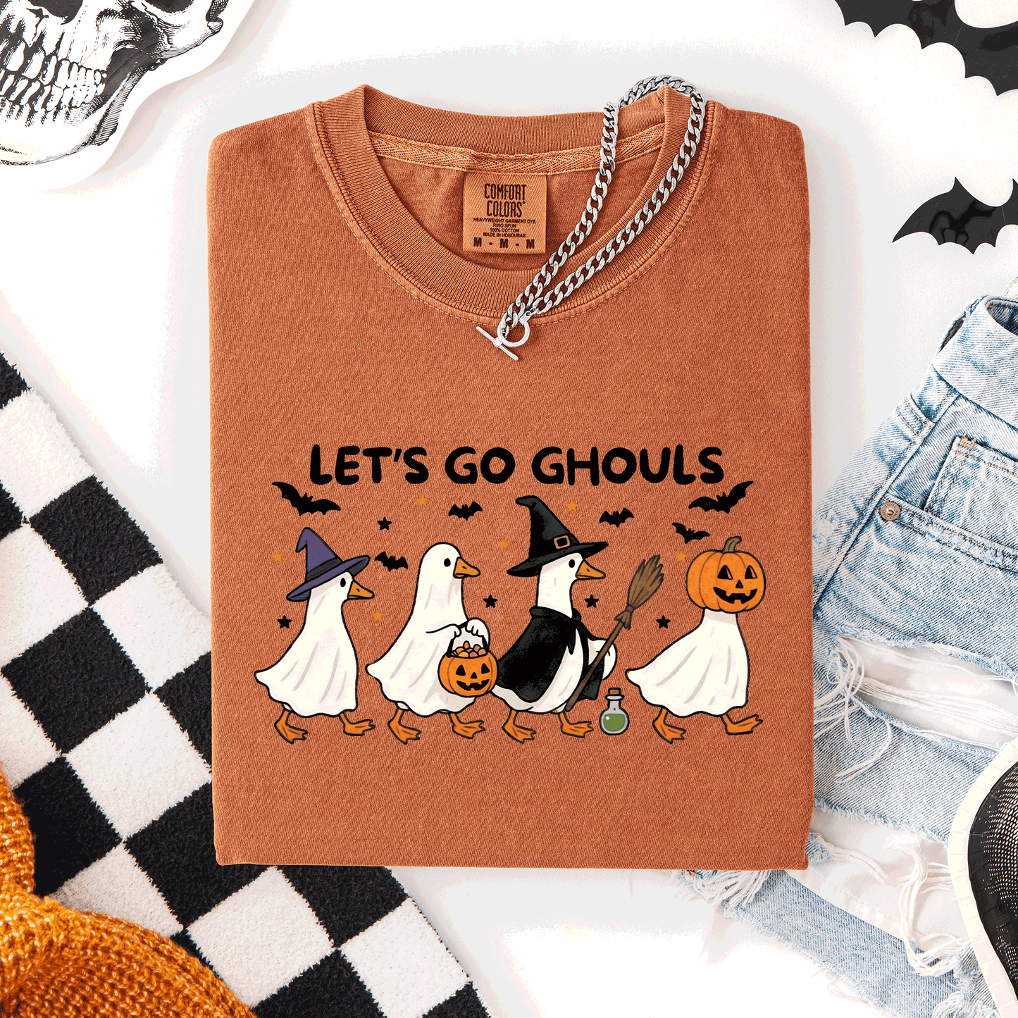 Let's Go Ghouls, Funny Geese, Goose, Halloween, Witch, Comfort Colors T-Shirt