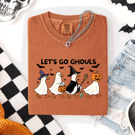 Let's Go Ghouls, Funny Geese, Goose, Halloween, Witch, Comfort Colors T-Shirt