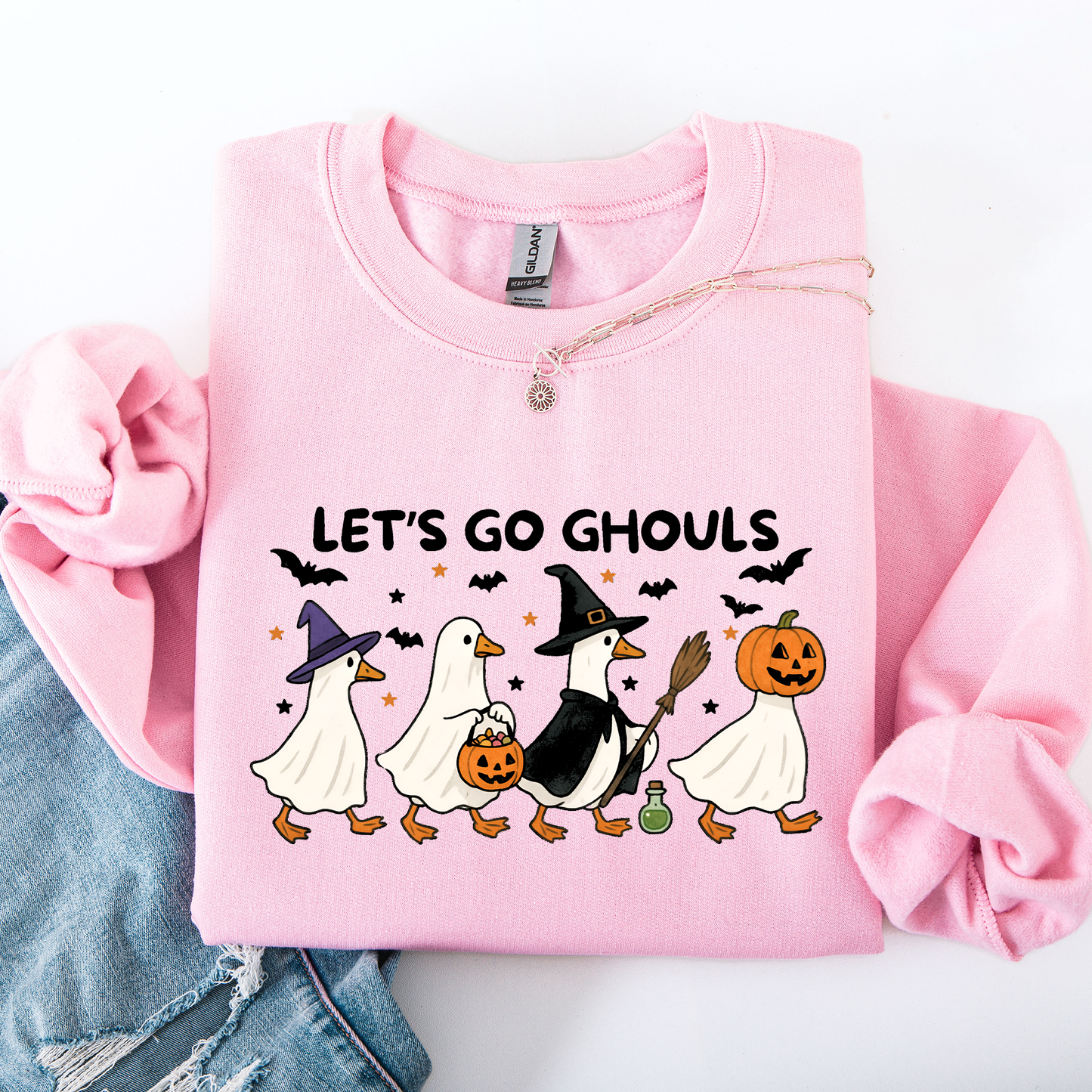 Let's Go Ghouls, Funny Geese, Goose, Halloween, Witch Sweatshirt