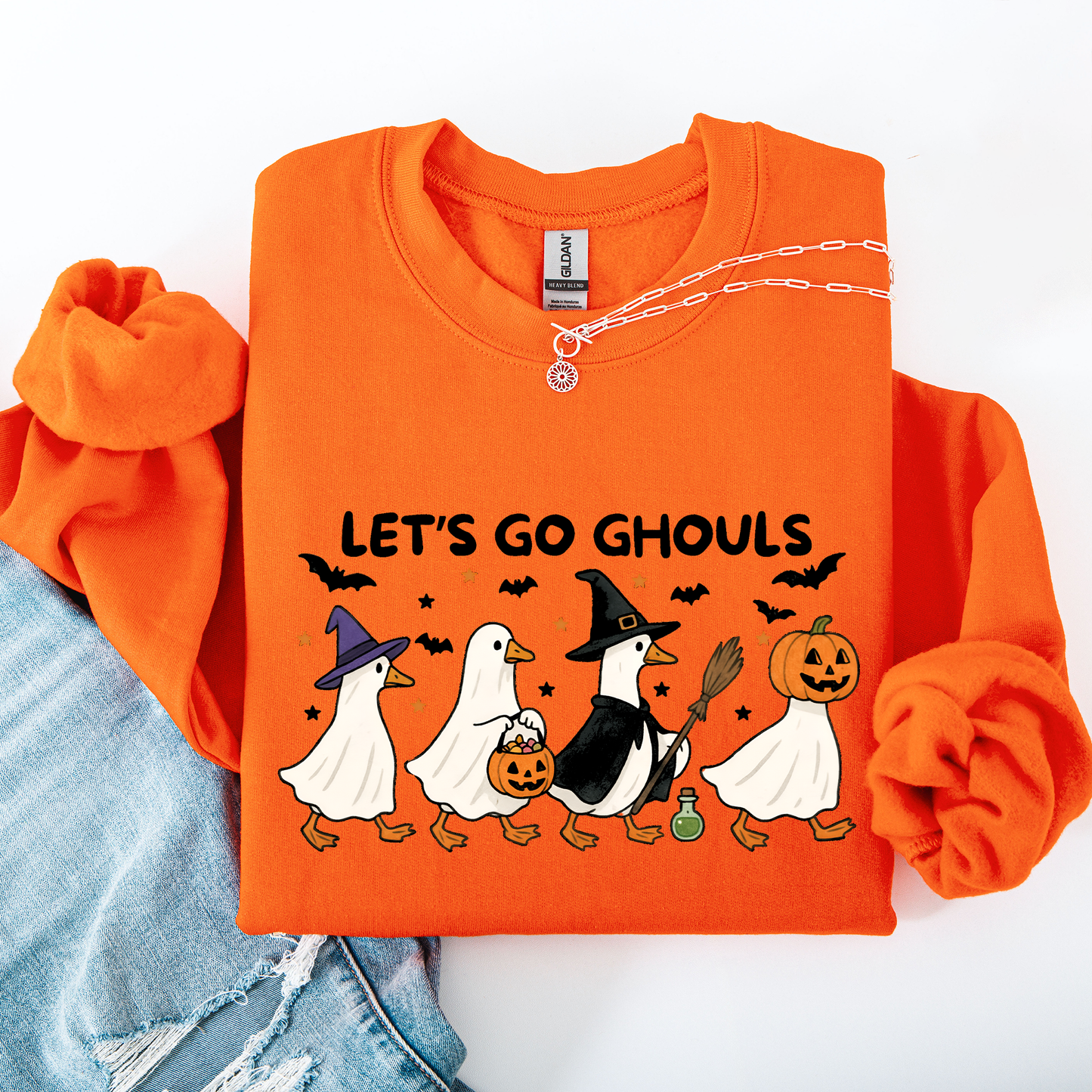 Let's Go Ghouls, Funny Geese, Goose, Halloween, Witch Sweatshirt
