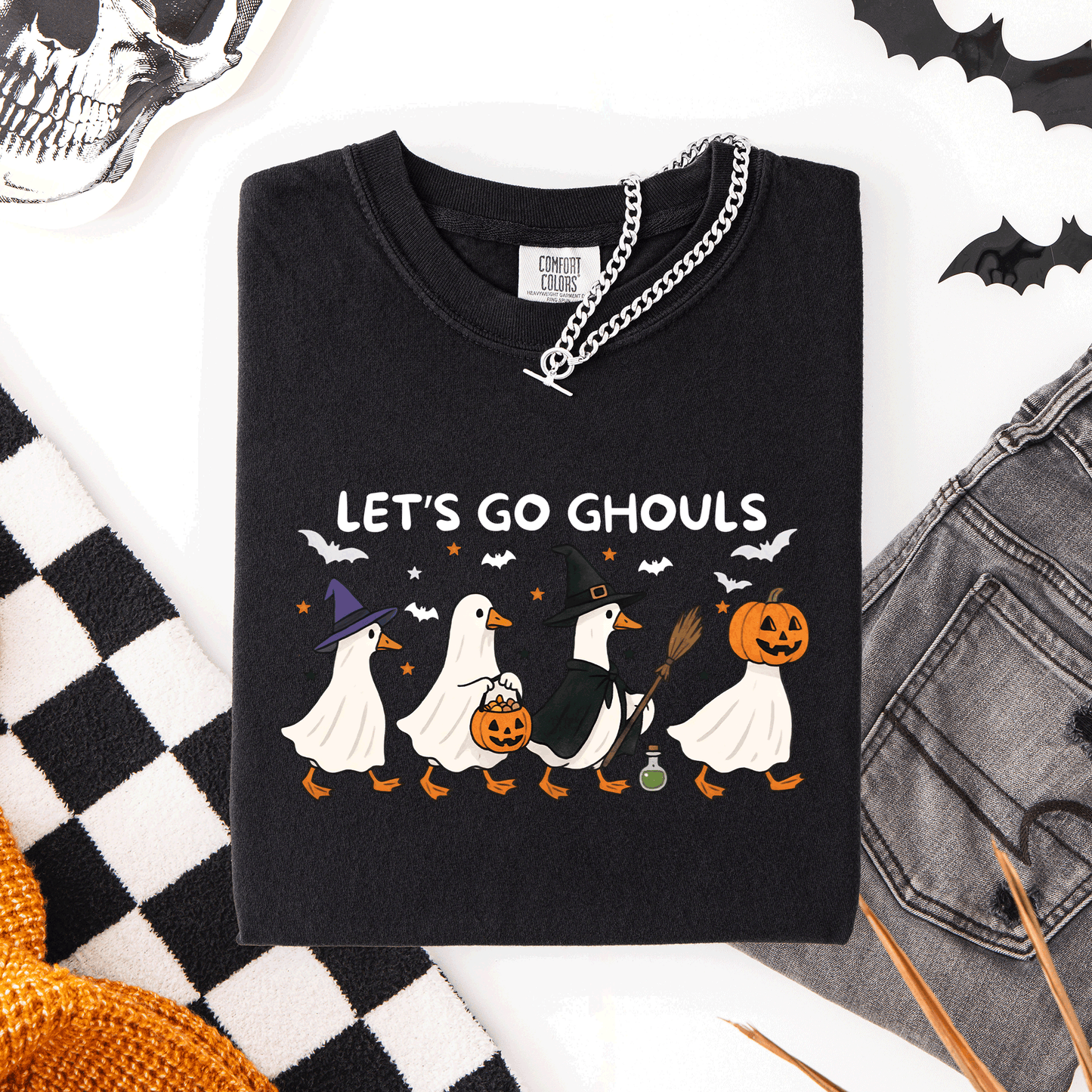 Let's Go Ghouls, Funny Geese, Goose, Halloween, Witch, Comfort Colors T-Shirt