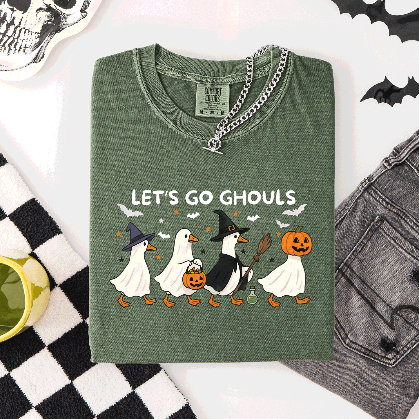 Let's Go Ghouls, Funny Geese, Goose, Halloween, Witch, Comfort Colors T-Shirt