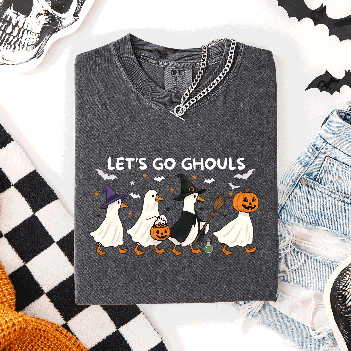 Let's Go Ghouls, Funny Geese, Goose, Halloween, Witch, Comfort Colors T-Shirt