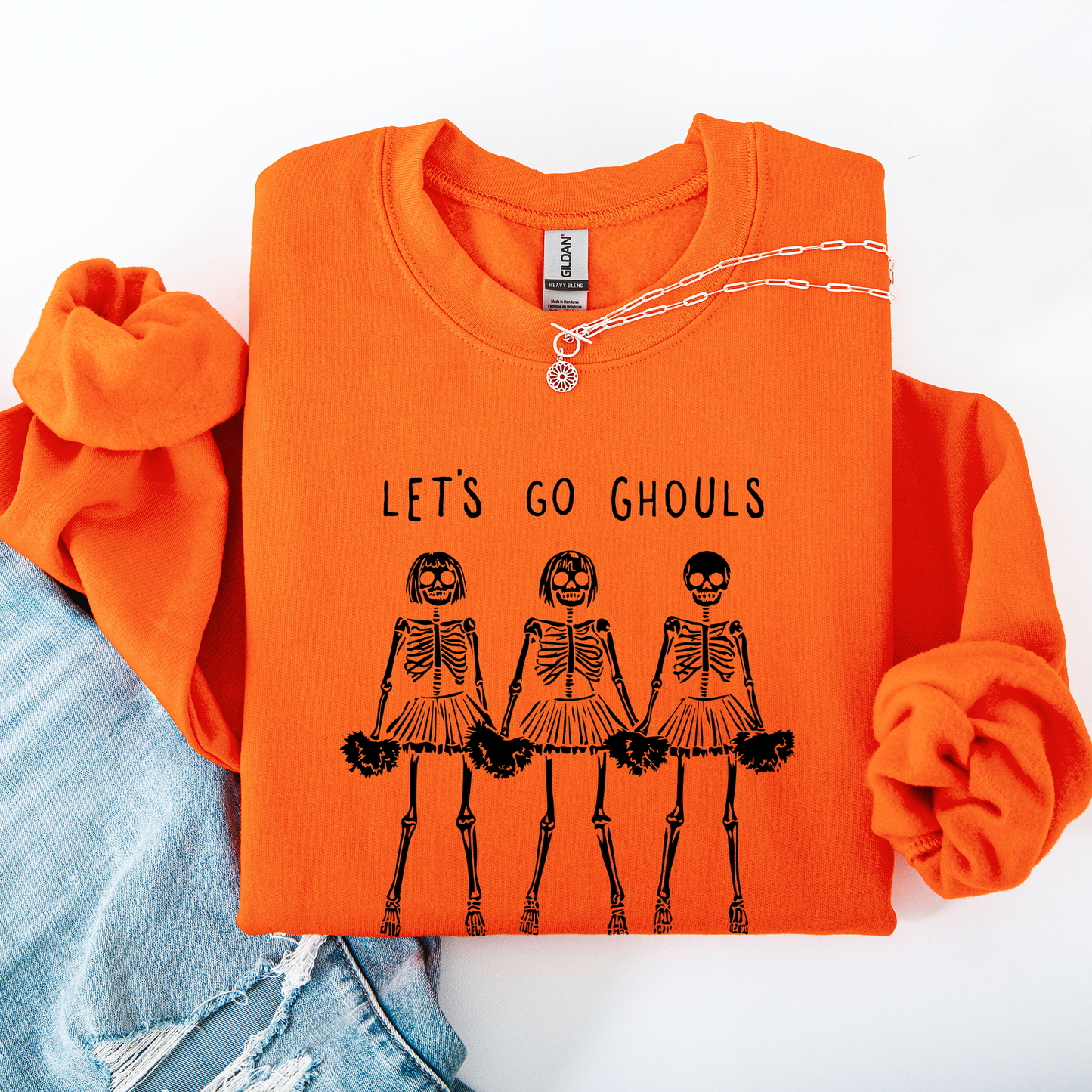Let's Go Ghouls, Skeleton Cheerleaders, Cute, Halloween Sweatshirt