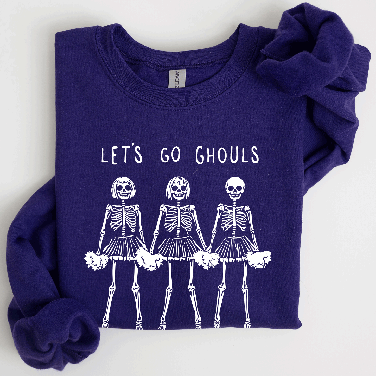 Let's Go Ghouls, Skeleton Cheerleaders, Cute, Halloween Sweatshirt