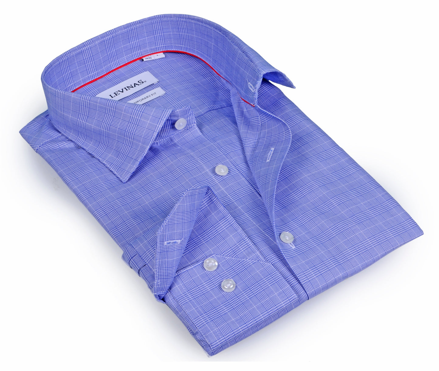 Levinas Contrast Collar Button-Up Shirt //  - Contemporary Fit - contrast  trimming - final sale - Size Small