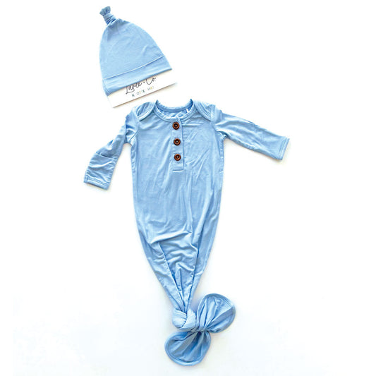 Blue Bamboo Knotted Gown with Hat Trisomy 18 Lillian