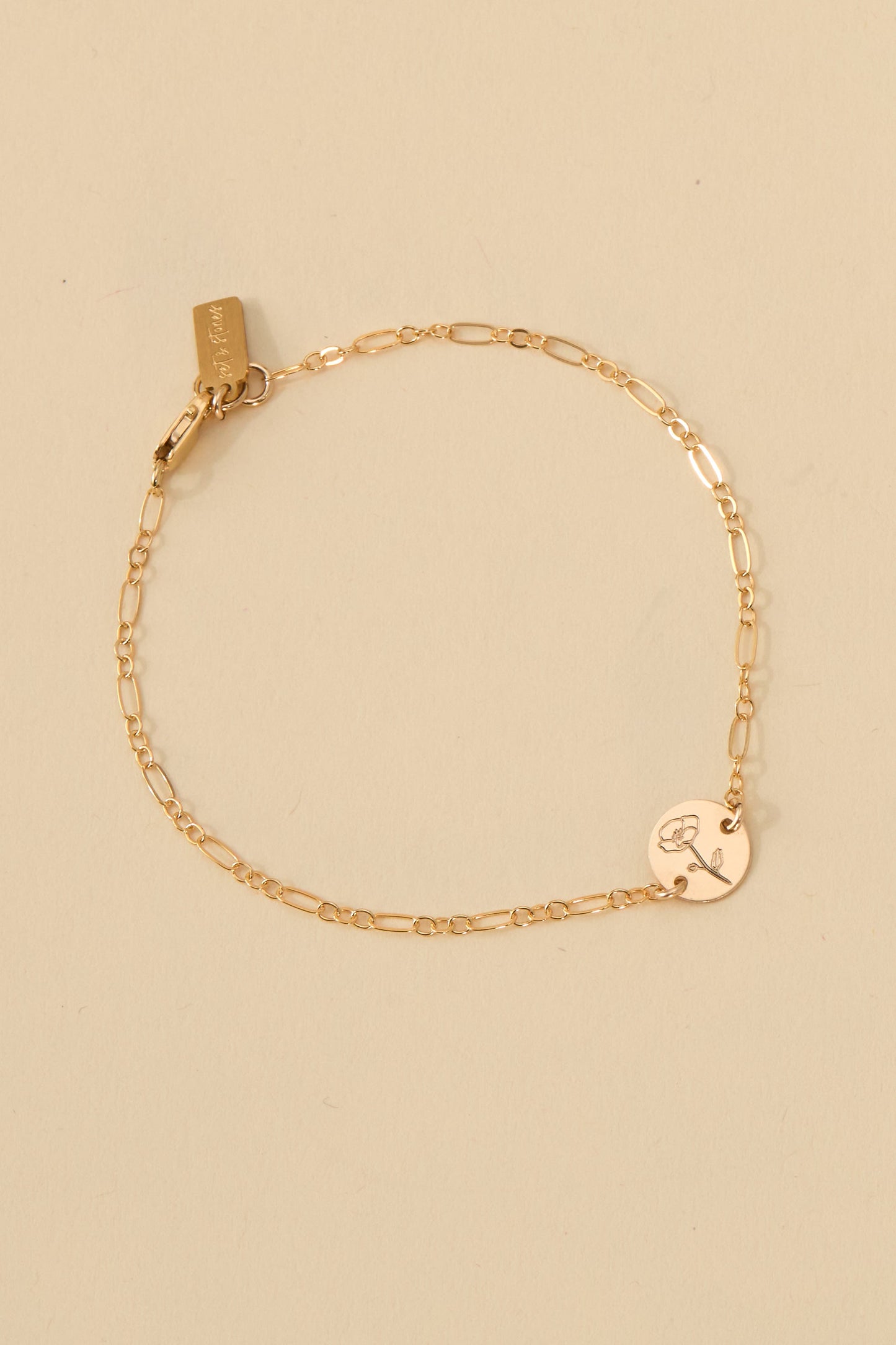 Lily Birth Flower 14k Gold Filled Bracelet