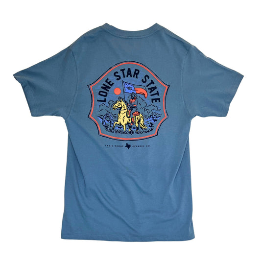 Lone Star Badge Pocket T-Shirt Slate Lightweight Cotton Tee Paris Texas Apparel Co
