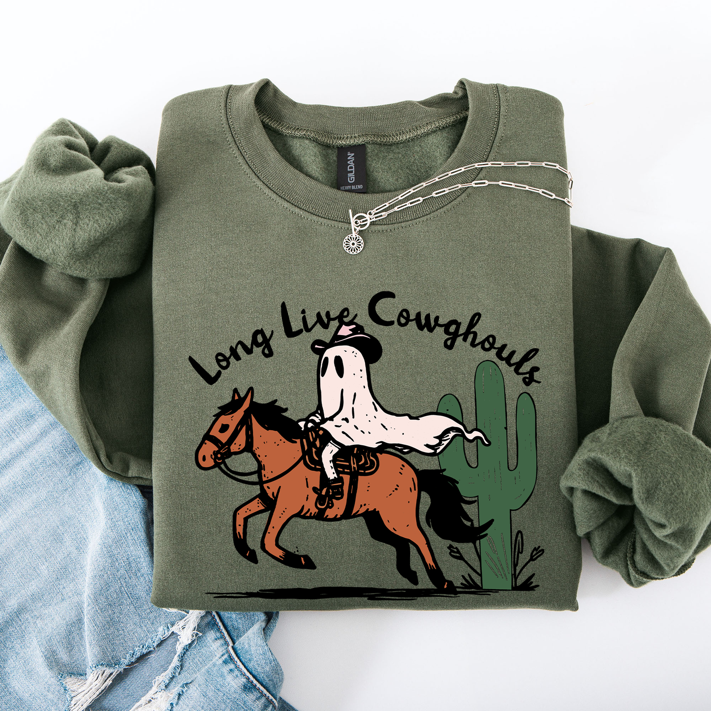 Long Live Cowghouls, Cowgirls, Cute, Western, Halloween Sweatshirt
