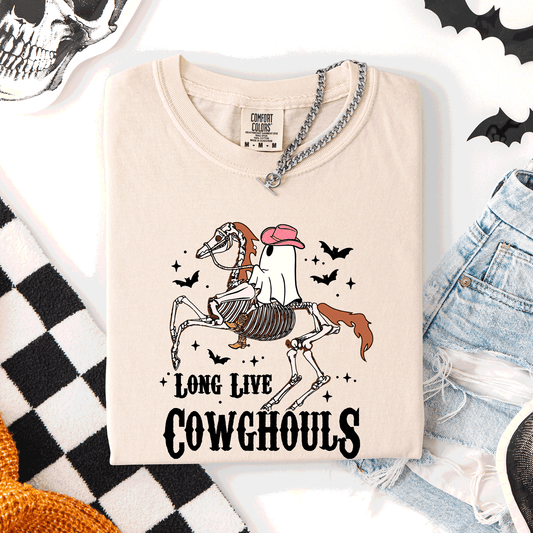 Long Live Cowghouls, Skeleton, Ghost, Horse, Halloween, Comfort Colors T-Shirt