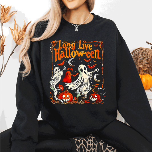 Long Live Halloween, Pumpkin, Classic, Vintage, Ghosts Sweatshirt