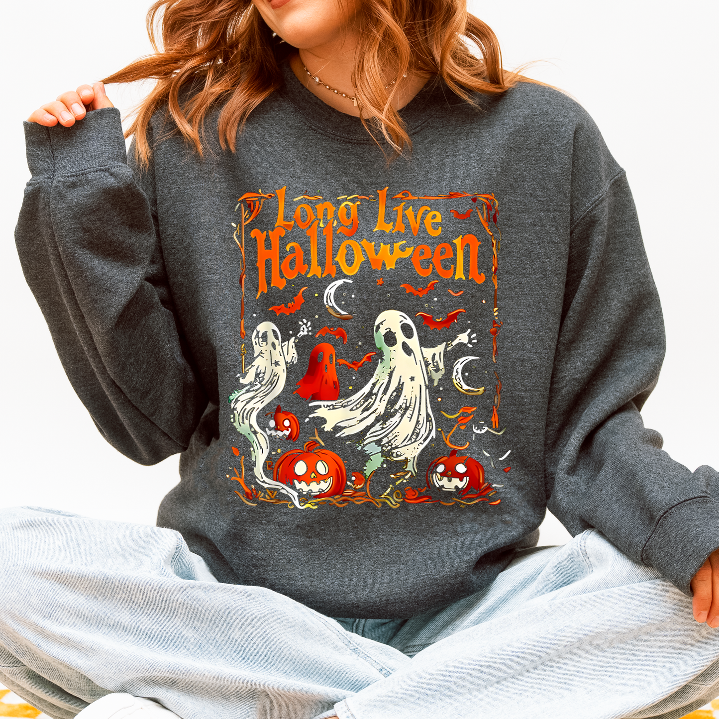 Long Live Halloween, Pumpkin, Classic, Vintage, Ghosts Sweatshirt