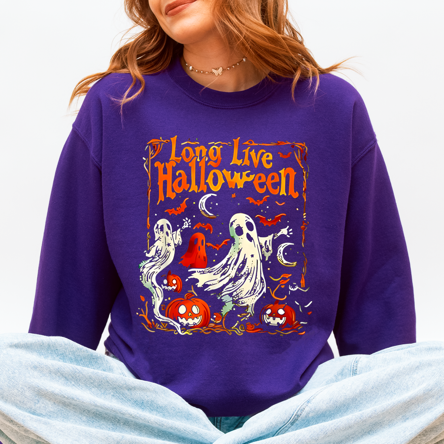 Long Live Halloween, Pumpkin, Classic, Vintage, Ghosts Sweatshirt