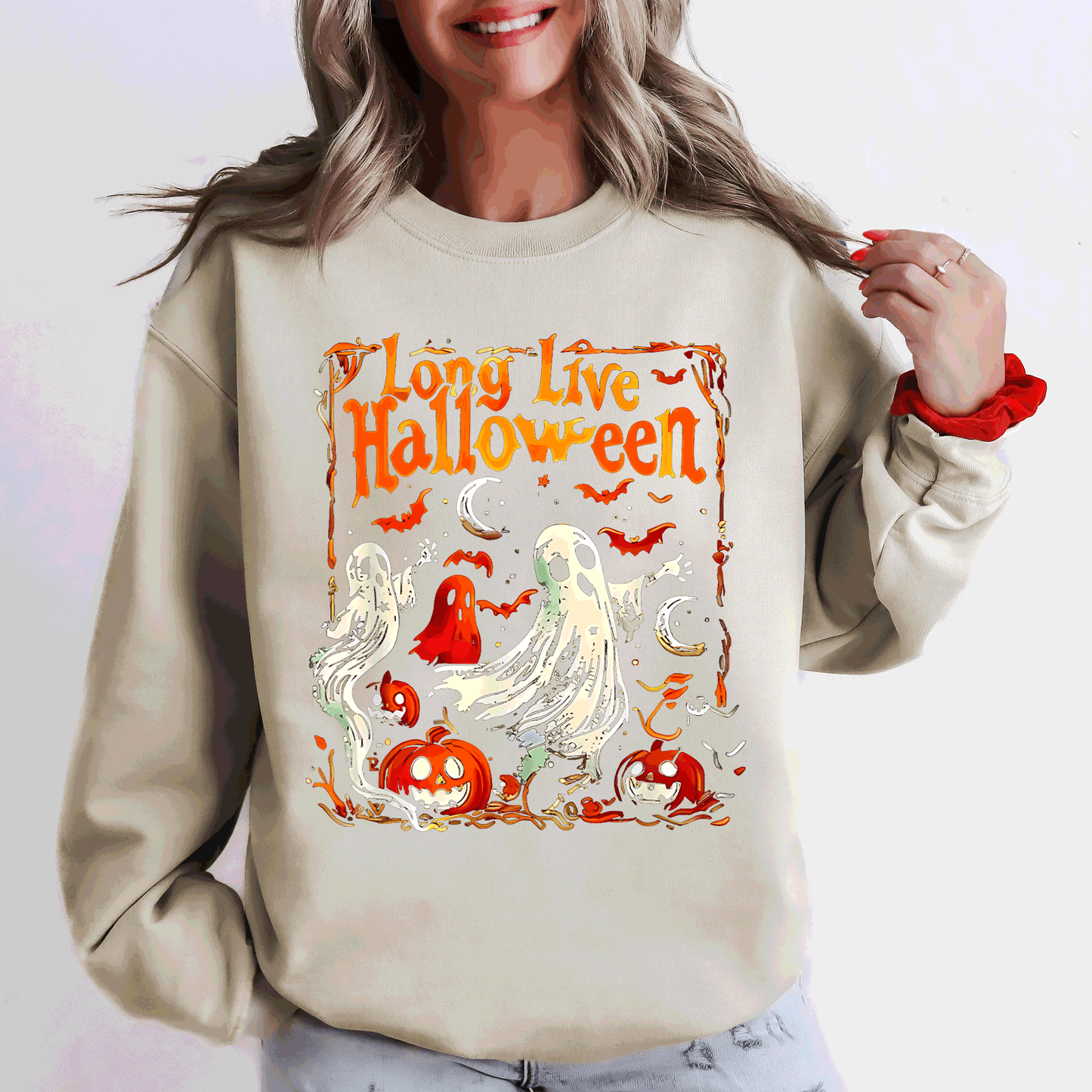 Long Live Halloween, Pumpkin, Classic, Vintage, Ghosts Sweatshirt