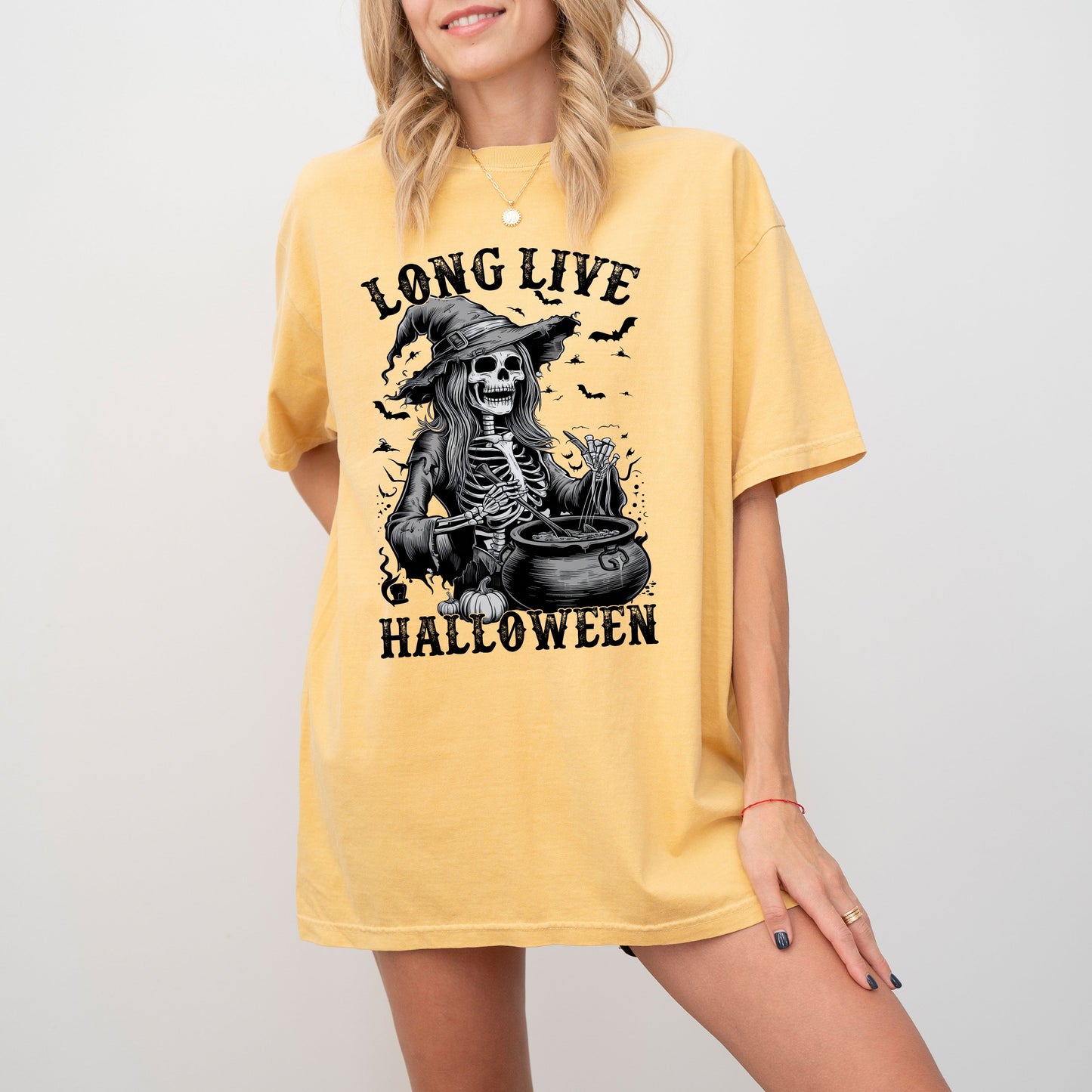 Long Live Halloween, Witch Skeleton, Bats, Spooky, Zombie Shirt Comfort Colors T-Shirt