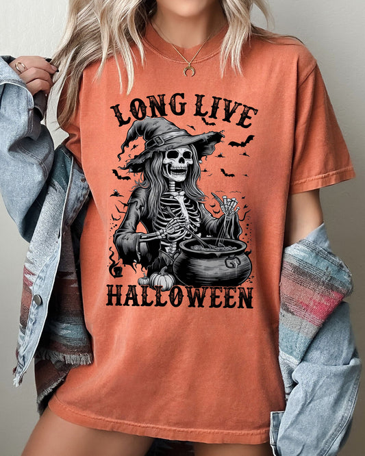 Long Live Halloween, Witch Skeleton, Bats, Spooky, Zombie Shirt Comfort Colors T-Shirt