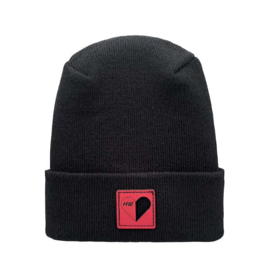 Love-Inspired H-Stitch Black Beanie Hat Haakwear
