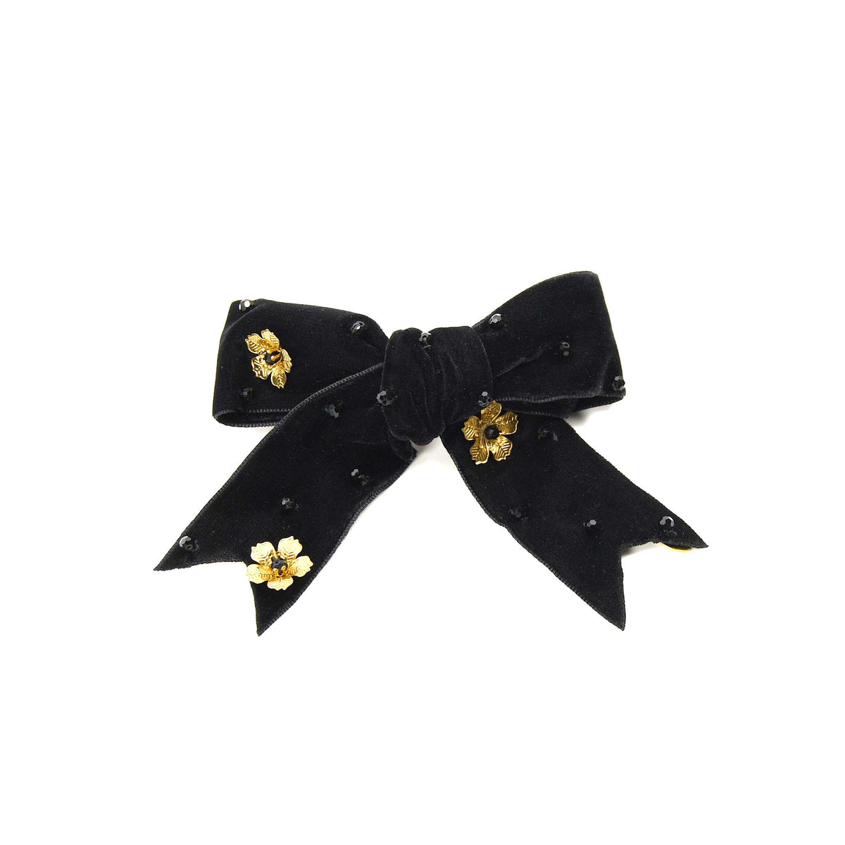 Black Crystal Gold Plated French Barrette Lucille