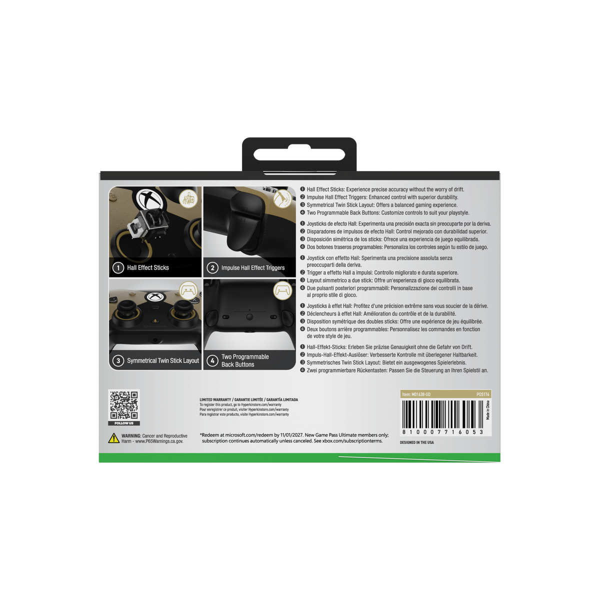 The Competitor Wired Controller Officially Licensed by XBOX - Gold