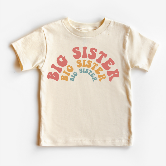 Retro Big Sister Siblings Family Shirt - Sister Tee
