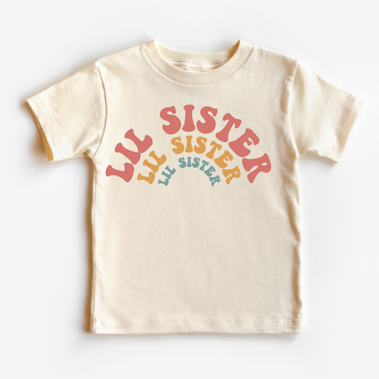 Retro Lil Sis Sister Siblings Family Shirt - Sister Tee
