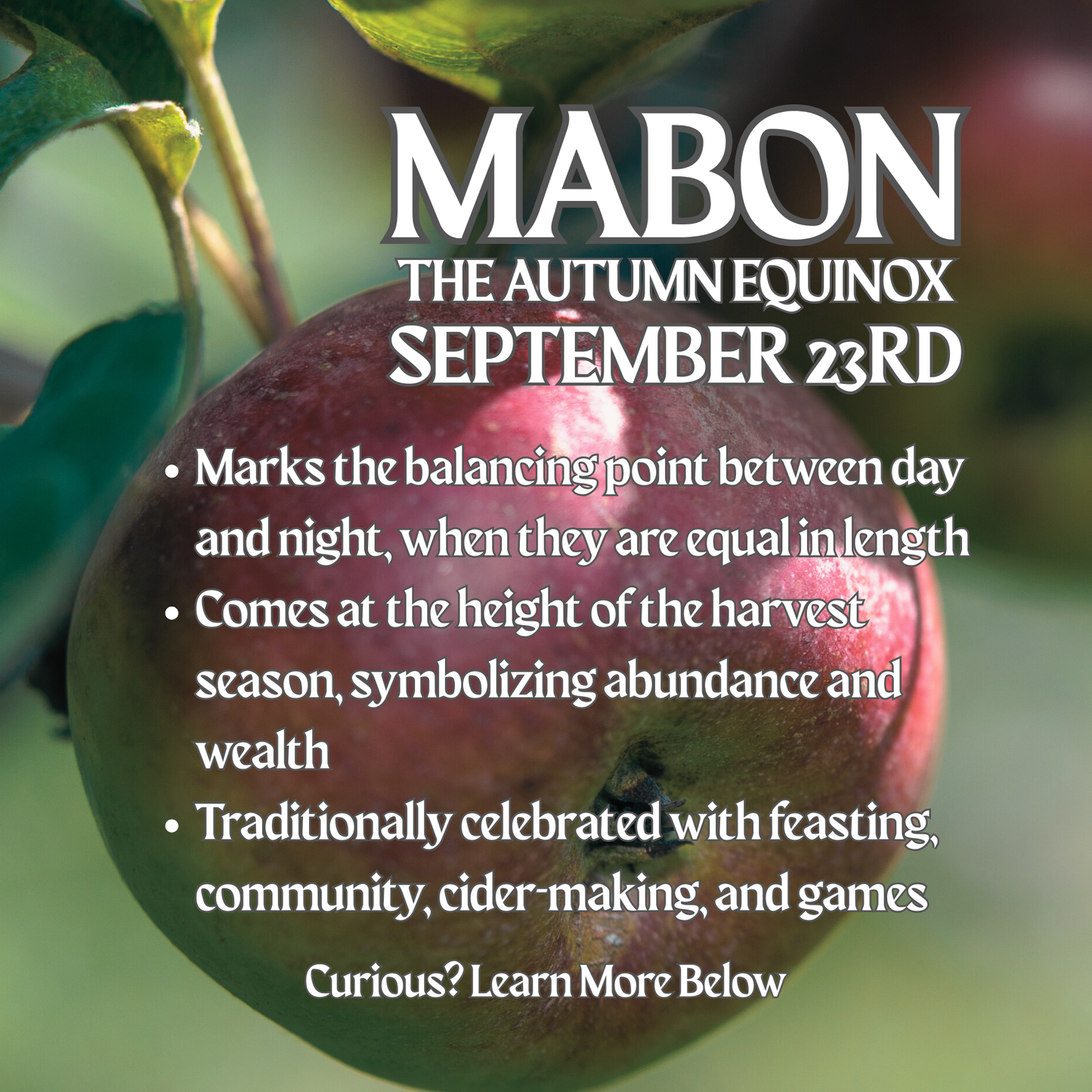 Mabon Fragrance Roller McIntosh Apples Granny Smiths Harvest Spices Fresh Apple Pie