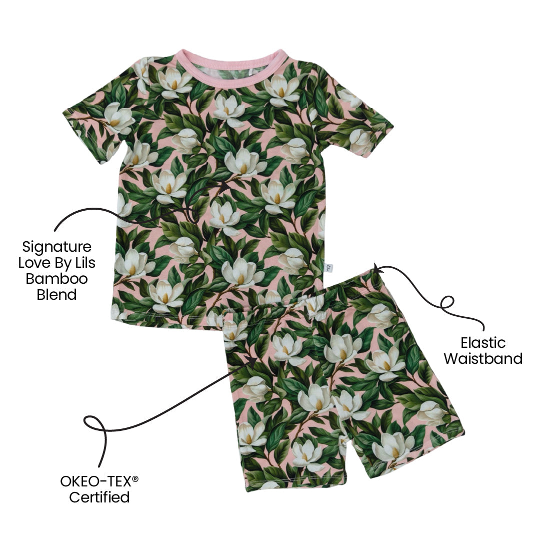 Bamboo 2-Piece Short Set Long Sleeve Shirt and Pants Magnolia