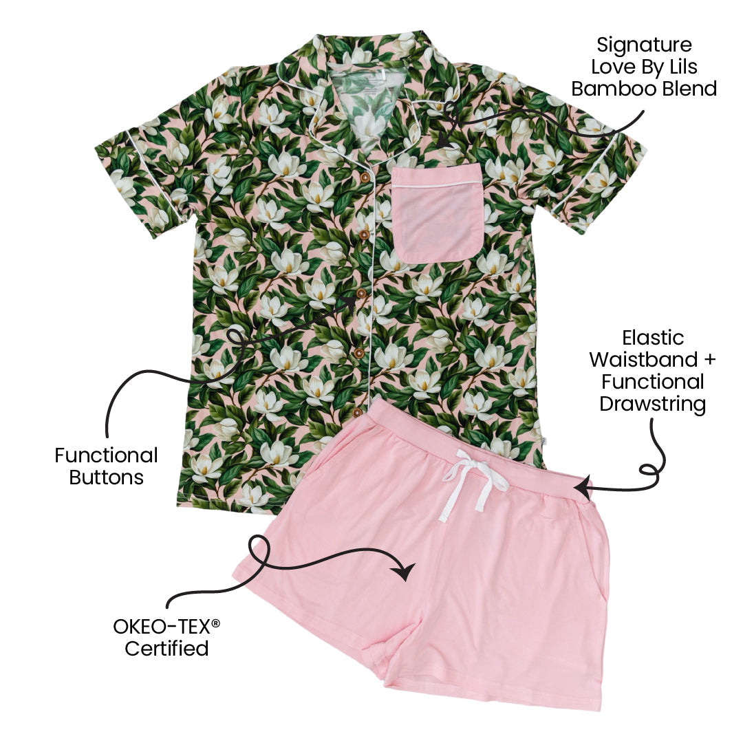 Bamboo Luxe Lounge Short Set Women's Short Sleeve Top and Shorts Laree + Co.