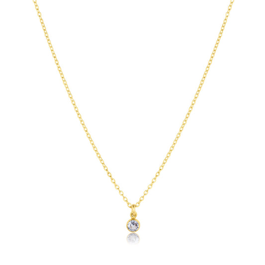 Something Blue 3mm Bezel Set Necklace 14k Gold Filled