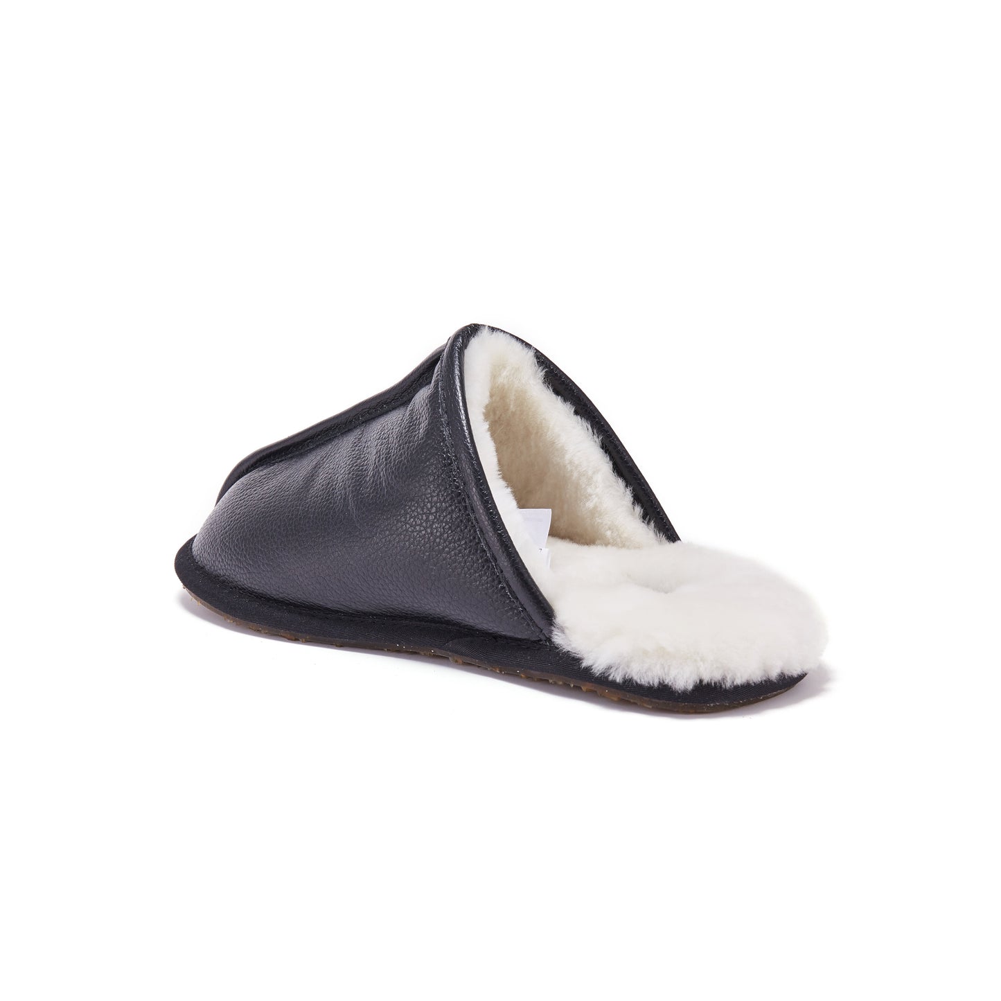 Mens Black Leather Closed Mule Slipper
