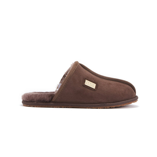 Closed Mule Burnt Super Soft Sheepskin Loungewear Slipper Mens