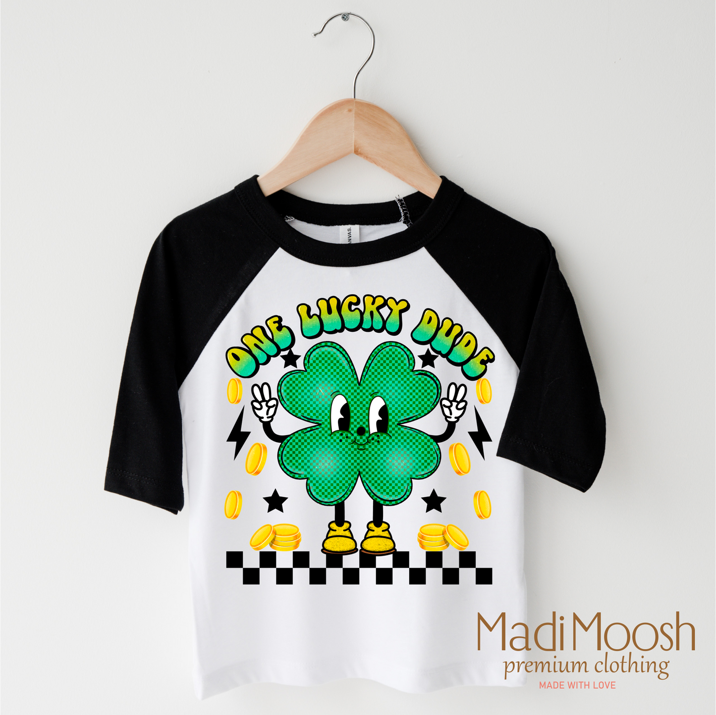 One Lucky Dude Retro St. Patrick's Day  Shirt - Kids St Patrick's Day Tee