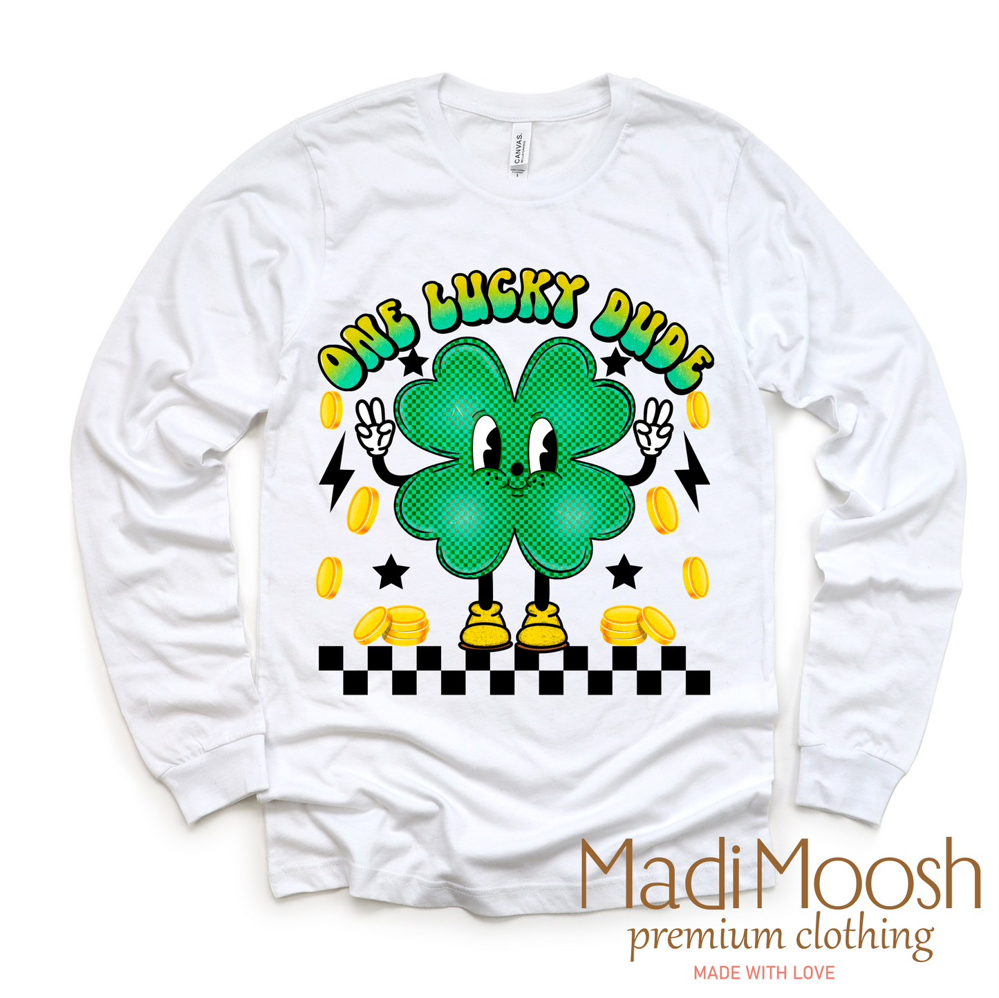 One Lucky Dude Retro St. Patrick's Day  Shirt - Kids St Patrick's Day Tee