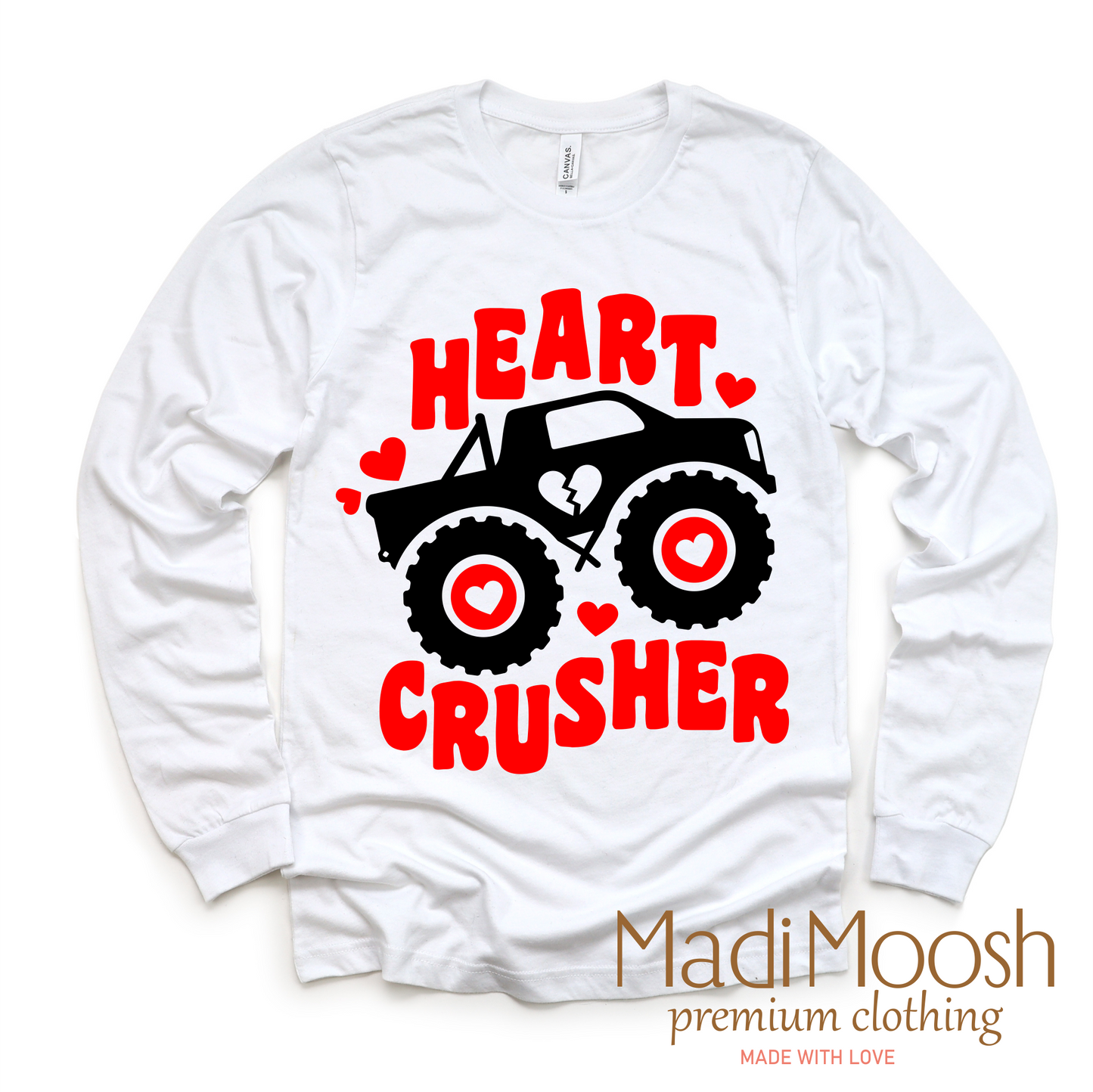 Heart Crusher Monster Truck Valentine Shirt - Valentine Tee