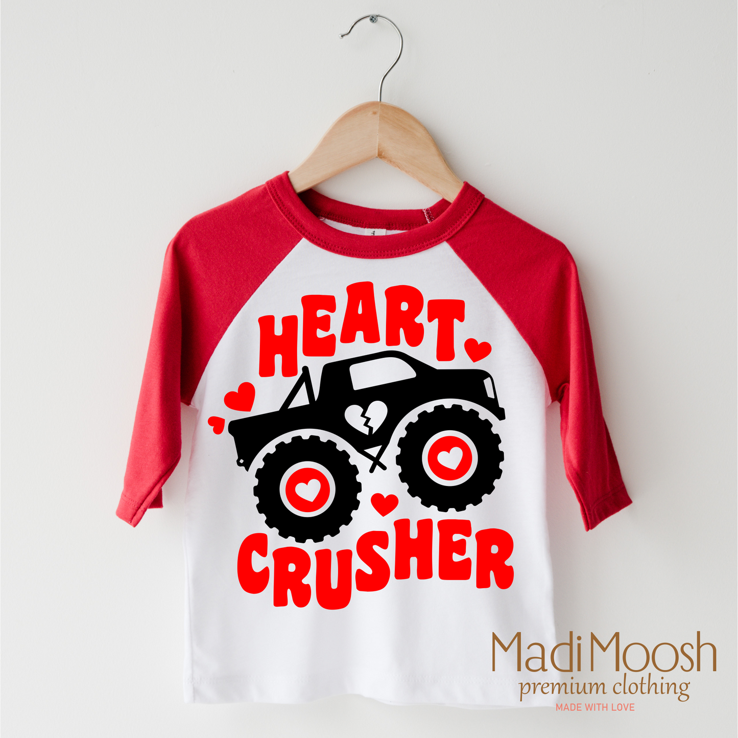 Heart Crusher Monster Truck Valentine Shirt - Valentine Tee