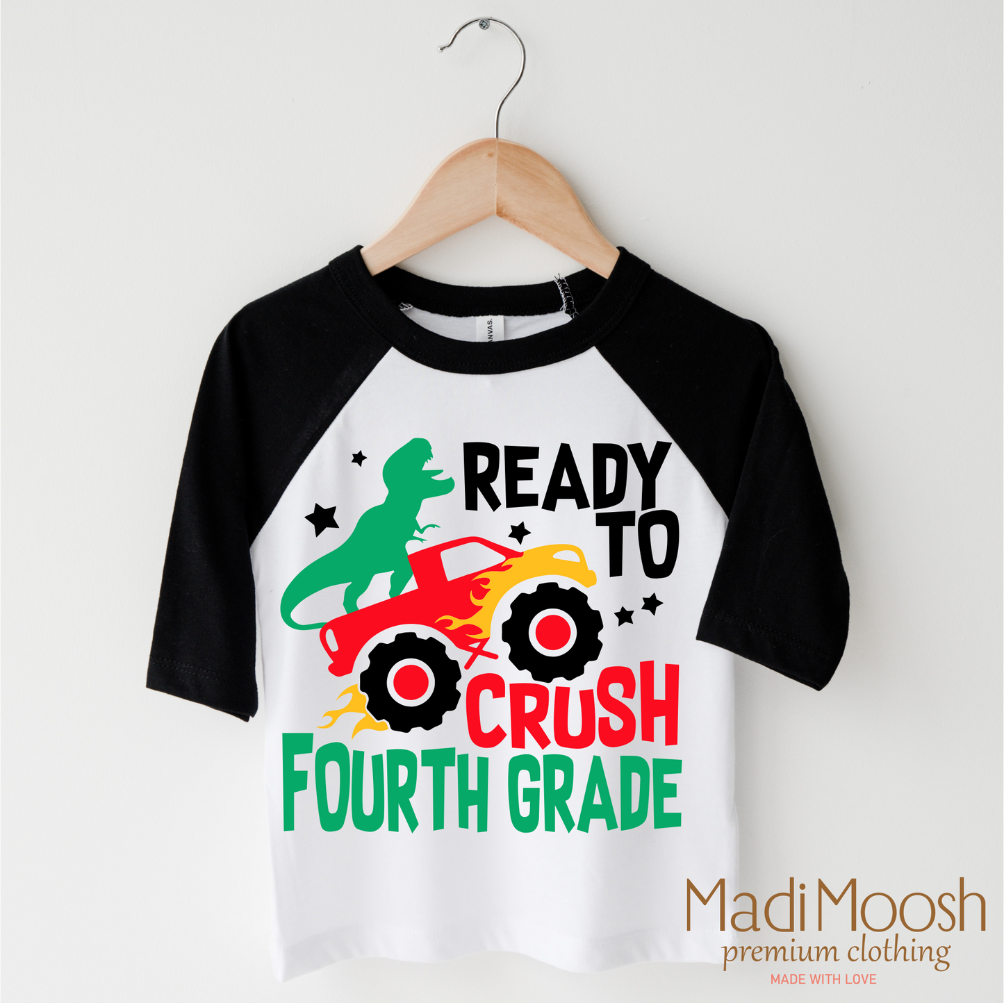 4th Grade Dinosaur Monster Truck Shirt Back To School Tee Madi Moosh
