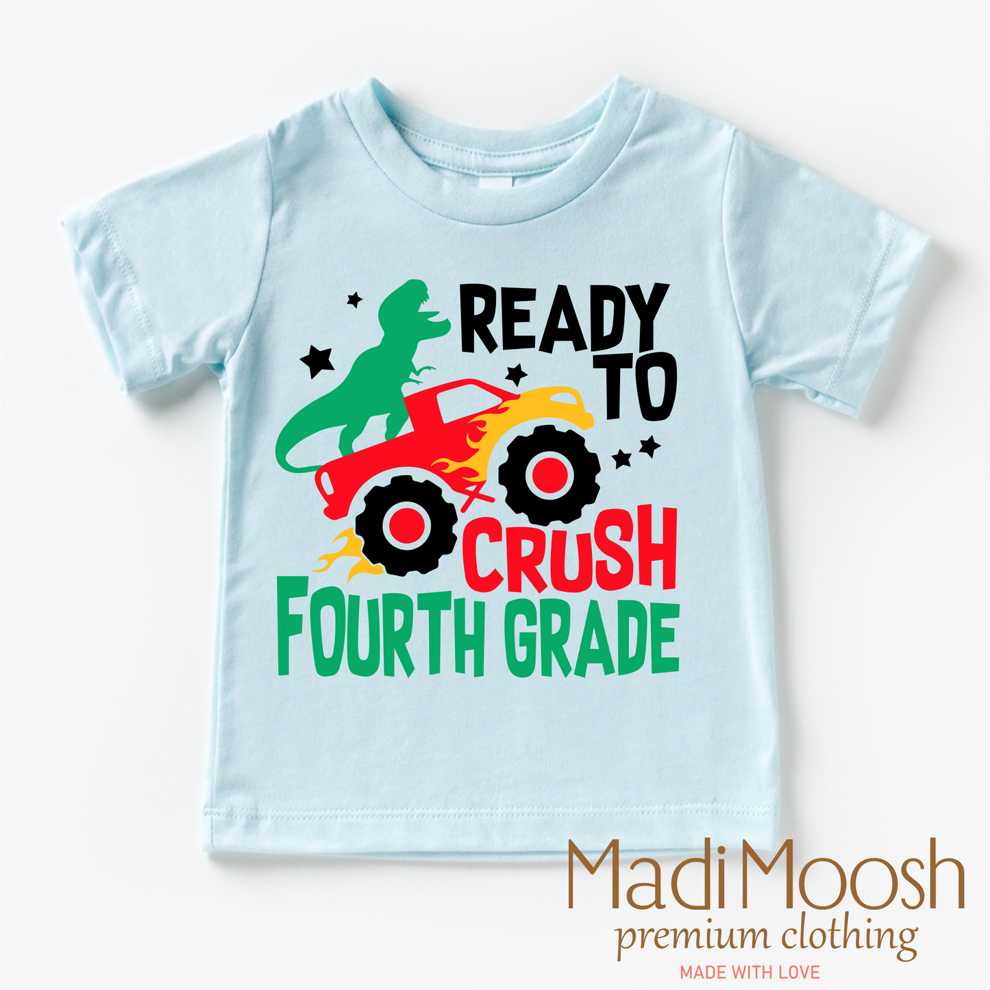 4th Grade Dinosaur Monster Truck Shirt Back To School Tee Madi Moosh