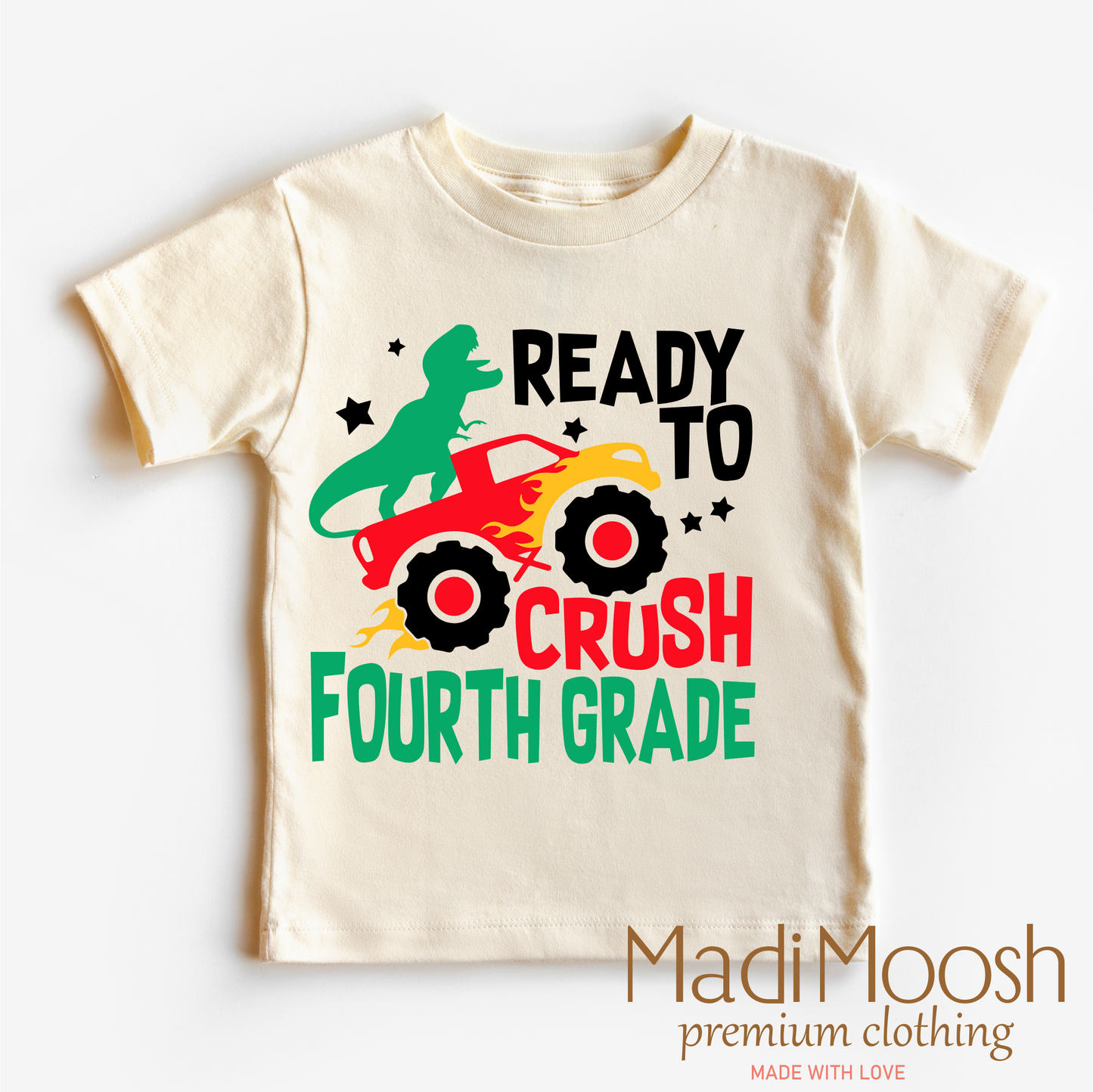 4th Grade Dinosaur Monster Truck Shirt Back To School Tee Madi Moosh