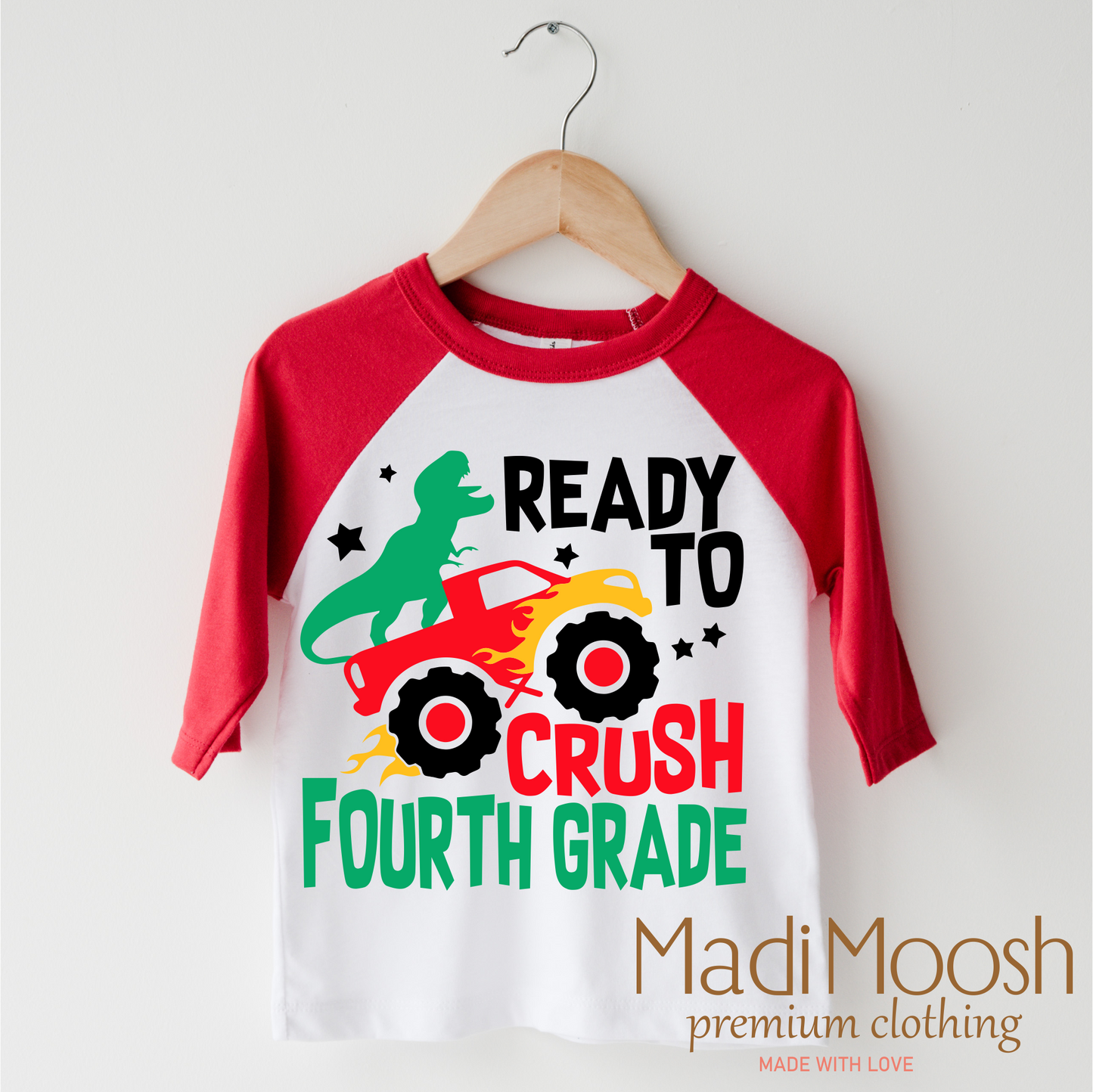 4th Grade Dinosaur Monster Truck Shirt Back To School Tee Madi Moosh