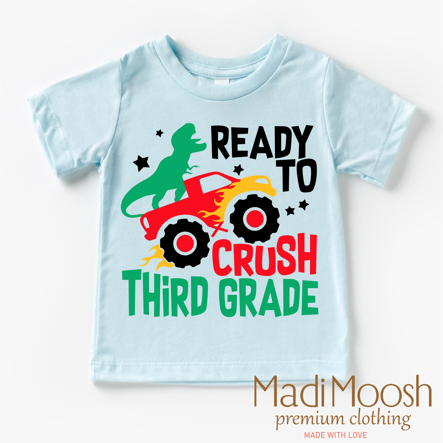 3rd Grade Dinosaur Monster Truck Shirt Back To School Tee Madi Moosh
